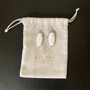 White & silver Elle drop Kendra Scott earrings.